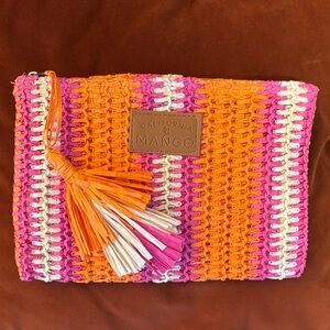 Pink and Orange Woven Clutch
